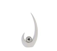 Gilde Sculpture Moderne Move Blanche avec Boule décorative argentée Hauteur 49 cm
