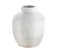 GILDE Silva Vase en céramique Blanc Mat Hauteur 35 cm Diamètre 31 cm Accessoire de décoration d'intérieur Idée Cadeau
