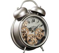 Gilde Stand-/ Tischuhr, rund, "Wecker", Zahnradmotiv, Metall, silberfarben, VE 1, L. 7.5 cm, B. 19.5 cm, H. 25.5 cm 52652 4063387526521