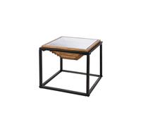 GILDE Table d'appoint Moorea en métal - Carré - Naturel/Noir - Hauteur 40 cm x Largeur 45 cm - Table Basse