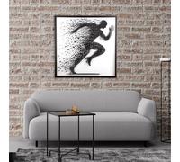 GILDE Tableau Sprint en MDF noir structuré carré 80 x 80 x 6 cm