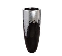 Gilde Übertopf XXL, "Konus", Fiberglas, Poly, schwarz, silberfarben, VE 1, H. 100 cm, D. 38 cm 89195 4063387891957