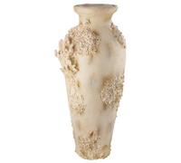 GILDE Vase de Sol Seychelles en résine synthétique - Blanc - Hauteur 81 cm - Finition Mate Antique - Motif Corail et Coquillage