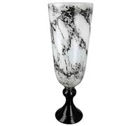 GILDE Vase décoratif Coupe sur Pied - Vase en Verre Aspect marbre - Décoration élégante pour Salon - Cadeau d'anniversaire - Couleurs : Noir et Blanc - Hauteur : 42 cm