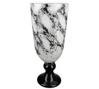 GILDE Vase décoratif Coupe sur Pied - Vase en Verre Aspect marbre - Décoration élégante pour Salon - Cadeau d'anniversaire - Couleurs : Noir et Blanc - Hauteur : 31 cm