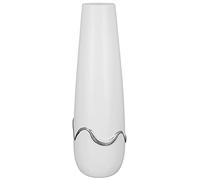 GILDE Vase décoratif pour Herbe de la Pampa - Vase Conique en céramique - Décoration de Salon, Cadeau pour Femme, Anniversaire, fête des mères, Couleur : Argent Blanc Mat, Hauteur 49 cm
