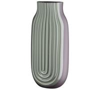 GILDE Vase en céramique - Forme incurvée - Étanche - Vert Brillant - Mat - strié - Conique - Hauteur : 37 cm - Largeur : 17 cm