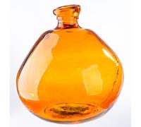 GILDE Vase organical - Verre - Orange - Hauteur 32 cm x Ø 31 cm - Vase décoratif bombé - Fabrication européenne - Matériau recyclé