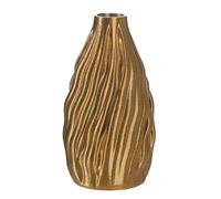 GILDE Vase Pliable - en céramique - Doré - Hauteur : 20 cm - Diamètre : 10 cm - Imprimé 3D - Vase à Fleurs étanche