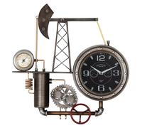Gilde Wanduhr, "Ölförderturm", Metall, silberfarben, VE 1, L. 8 cm, B. 55 cm, H. 56 cm 59088