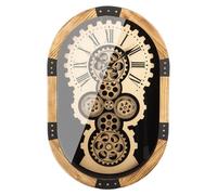 Gilde Wanduhr, oval, "Lado", Zahnradmotiv, Kunststoff, MDF, Metall, goldfarben, schwarz, VE 1, L. 8 cm, B. 38,5 cm, H. 58 cm 52640