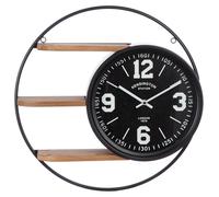 Gilde Wanduhr, Regal, rund, "Klako", Metall, schwarz, naturfarben, VE 1, L. 12 cm, D. 50 cm 54763 4063387547632