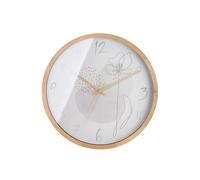 Gilde Wanduhr, rund, "One Line Flower", Blumendesign, MDF, naturfarben, VE 1, L. 5 cm, D. 41.5 cm 50419 4063387504192