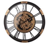Gilde Wanduhr, rund, "Setoria", Zahnradmotiv, Kunststoff, MDF, Metall, goldfarben, schwarz, VE 1, L. 8 cm, D. 68 cm 52642