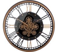 Gilde Wanduhr, rund, Zahnrädermotiv, Glas, MDF, Metall, kupferfarben, schwarz, VE 1, L. 9,5 cm, D. 60 cm 53537