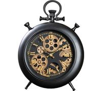 Gilde Wanduhr, Stand-/ Tischuhr, rund, "Torno", Zahnradmotiv, Metall, schwarz, VE 1, L. 6 cm, B. 29 cm, H. 38 cm 52655 4063387526552
