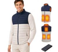 Gilet Chauffant Homme avec Batterie Incluse, Veste Chauffante Sans Manche, Doudoune et Blouson Chauffant Électrique en Polaire, 6 Zones de Chaleur pour l'Hiver