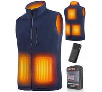 Gilet Chauffant Homme avec Batterie Incluse, Veste Chauffante Sans Manche, Doudoune et Blouson Chauffant Électrique en Polaire, 6 Zones de Chaleur pour l'Hiver