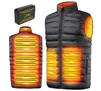 Gilet chauffant, veste chauffante homme femme, doudoune 7.4V avec 25000mAh batterie incluse, Électrique manteau avec 3 Niveau de chauffant, 6 zones chauffante, veste de pluie, Hiver extérieur Vêtement