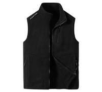 Gilet d'hiver doublé pour homme - Gilet de travail sans manches - Avec col montant - Poches latérales - Court - Polaire - Gilet de travail thermique avec plusieurs poches