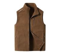 Gilet d'hiver doublé pour homme - Gilet de travail sans manches - Avec col montant - Poches latérales - Court - Polaire - Gilet de travail thermique avec plusieurs poches
