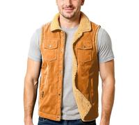 Gilet d'hiver pour homme - Gilet chaud pour homme - Avec doublure en fourrure synthétique - Boutonnière et poches de poitrine - Mode décontractée - Vêtement de travail d'extérieur