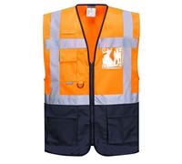 Gilet fluo secouriste Haute Visibilité Portwest Executive Warsaw Orange / Marine 3XL