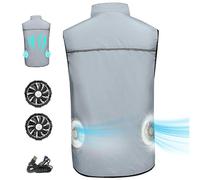 Gilet rafraîchissant avec 2 ventilateurs USB 3 vitesses, veste climatisée, veste respirante, protection solaire, gilet rafraîchissant avec fermeture éclair et poches pour la construction, la pêch