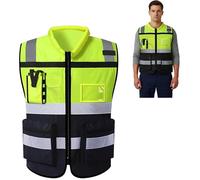 Gilet Réfléchissant Gilet de Sécurité Gilet de Travail Veste de Haute Visibilité 7 Poches Gilets de Vélo avec GILET DE SECURITE