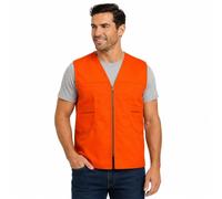 Gilet sans manches haute visibilité en polycoton pour chasse, multi-poches, fabriqué en Italie - Orange - XXL