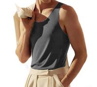 Gilet thermique sans couture pour homme avec doublure en polaire - Col rond - Sans manches - Pour l'hiver - Style décontracté - Pour le bureau - Noir - Taille M - Gris