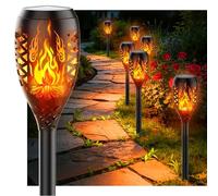 Giliwosy Lampes Solaires de Jardin pour Extérieur, [6 Pièces] Design Feu de Camp, Torches Solaires IP44 Étanches, Lampe Solaire pour Jardin, Allées, Cours, Pelouse
