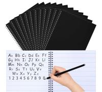 Gilprop Primary Composition - Lot de 12 cahiers à spirale K-2 avec papier ligné large - Journal primaire de 100 feuilles 24,9 x 19,1 cm - Carnet d'écriture pour enfants à la maternelle (noir)