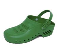 Gima - Sabots Professionnels avec Bride Inclinable et Réglable, Anatomique, Unisexe, Antidérapant, Antistatique, Tige Perforée, Semelle Perforée, Couleur Vert, Taille EU 34, 1 Paire.