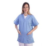 Gima - Tunique, coton/polyester, unisexe, Blanc, pour infirmières, les médecins, la beauté, Soins de santé, vernis à ongles, SPA Saloon, L, bleu, 1