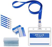 Gimars 30 Pcs Porte Badge Bleu Horizontal 10x8cm en PVC Transparent