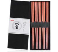 Gimars 5 Paires Baguettes Japonaises en Bois Naturel sans BPA/PVC-23cm | Laque Naturelle Alimentaire, Lavables et Réutilisables, Polies et Durables,Multiusages (Maison, Restaurant, Voyage, Cadeau)