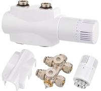 GIMBELEN Kit multibloc pour robinet de raccordement de radiateur avec thermostat, bloc de robinet, valve d'angle et de passage, robinet de radiateur pour radiateur de salle de bain, accessoire de