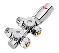 GIMBELEN Robinetterie de vanne de radiateur multibloc - Accessoire de chauffage - Angle et forme de passage - Bloc de robinet de radiateur avec thermostat (chrome)