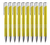 GIMEI® Metall Kugelschreiber 10 Stück | Premium Kugelschreiber Set Hochwertig, Kulli für einfaches & weiches Schreiben | Blauschreibender Kugelschreiber Gelb als optischer Hingucker