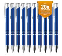 GIMEI® Metall Kugelschreiber 20 Stück | Premium Kugelschreiber Set Hochwertig, Kulli für einfaches & weiches Schreiben | Blauschreibender Kugelschreiber Blau als optischer Hingucker