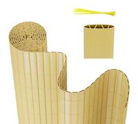 Gimisgu Brise-vue en PVC 80 x 400 cm, Protection standard, Structure en W renforcée à l'intérieur, Balcon protégé étanche avec serre-câbles, Protection contre le vent pour balcon, Imitation bambou