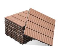 Gimisgu Dalles de Terrase en WPC 30x30cm, 55 Pièces par 5m² pour Jardin Terrasse Système plug-in pour fixation, Dalles avec Système de Drainage, Découpables, Marron