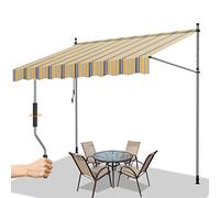 Gimisgu Store Balcon Rétractable avec Manivelle, 350x120cm Auvent Réglable en Hauteur, sans perçage, Protection Solaire et imperméable Résistant aux UV pour Balcon, Terrasse, Jaune Bleu M8770-EM-1x