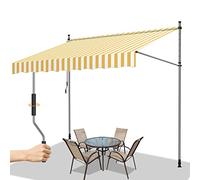 Gimisgu Store Balcon Rétractable avec Manivelle, 350x120cm Auvent Réglable en Hauteur, sans perçage, Protection Solaire et imperméable Résistant aux UV pour Balcon, Terrasse, Orange Blanc M8769-EM-1x