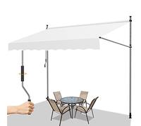 Gimisgu Store banne Manuel rétractable Store pour Balcon, 200x120cm Marquise de Terrasse sans percement, Protection Solaire et imperméable Résistant aux UV, Réglable en Hauteur, Beige