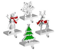Ginbel Direct Lot de 4 supports de chaussettes de Noël lestés pour cheminée - Flocon de neige, bonhomme de neige, arbre, cerf, renne - Crochets lourds pour cheminée, fenêtres, décorations d'intérieur