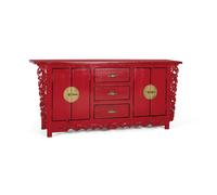 GINER Y COLOMER Buffet 2 portes et 3 tiroirs en bois de manguier rouge - 180 cm de long, 84 cm de haut, 40 cm de large