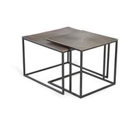 GINER Y COLOMER - Buffet 2 Tables Gigognes en Métal et Aluminium Bronzé avec Dessus en Forme de Rayons de Soleil - Lot de 2