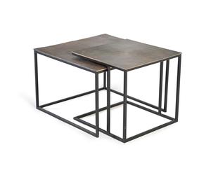 GINER Y COLOMER - Buffet 2 Tables Gigognes en Métal et Aluminium Bronzé avec Dessus en Forme de Rayons de Soleil - Lot de 2